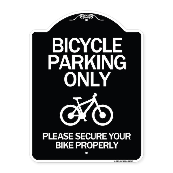 Signmission Bicycle Parking Please Secure Your Bike Properly Heavy-Gauge Aluminum Sign, 24" x 18", BW-1824-24319 A-DES-BW-1824-24319 - main